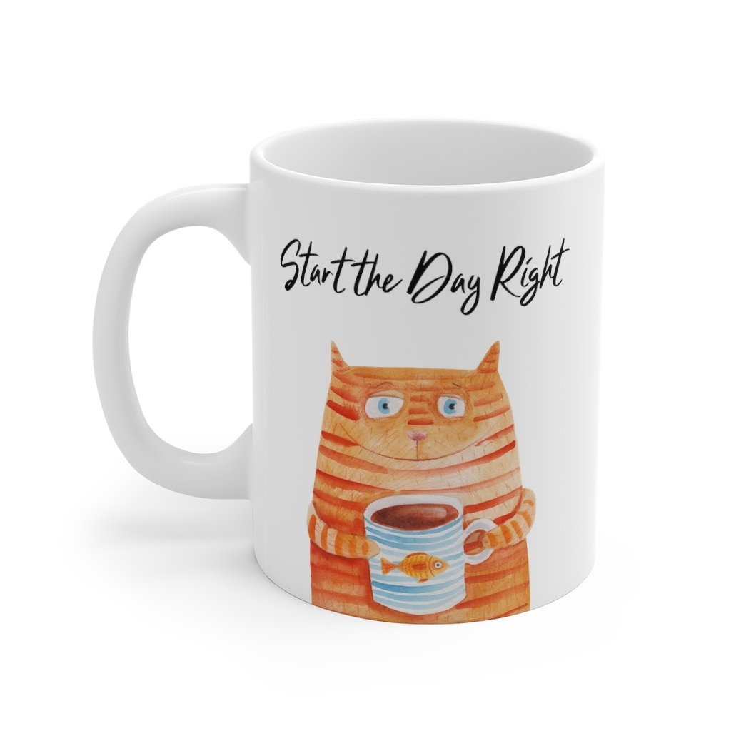 Cat Holding Goldfish Coffee Mug: Start Your Day Right | Yellow Pandora