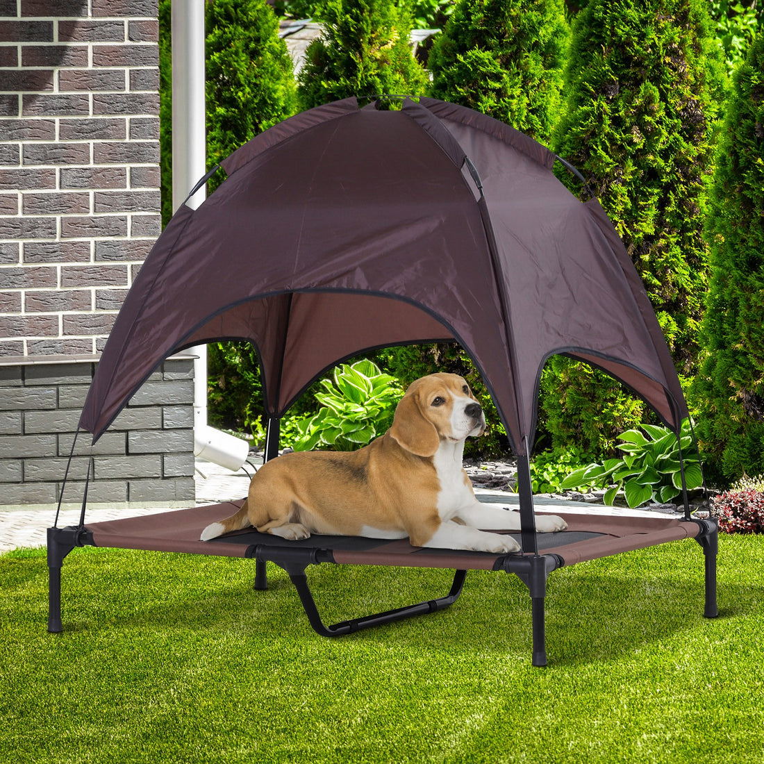 PawHut Elevated Pet Bed Dog Foldable Outdoor Cot - Coffee Color
