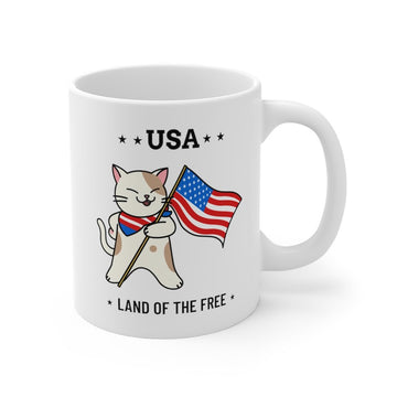 USA Land of the Free Patriotic Mug | Durable Ceramic | Yellow Pandora
