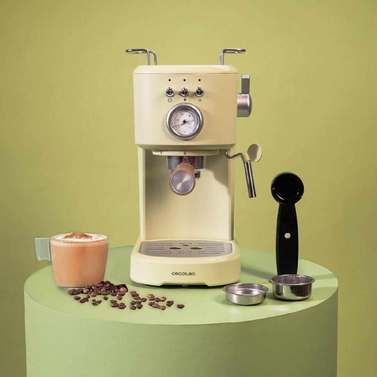 Express Coffee Machine Cecotec Power Espresso 20 Retro 1100 W 20 bar 1,25 L Green