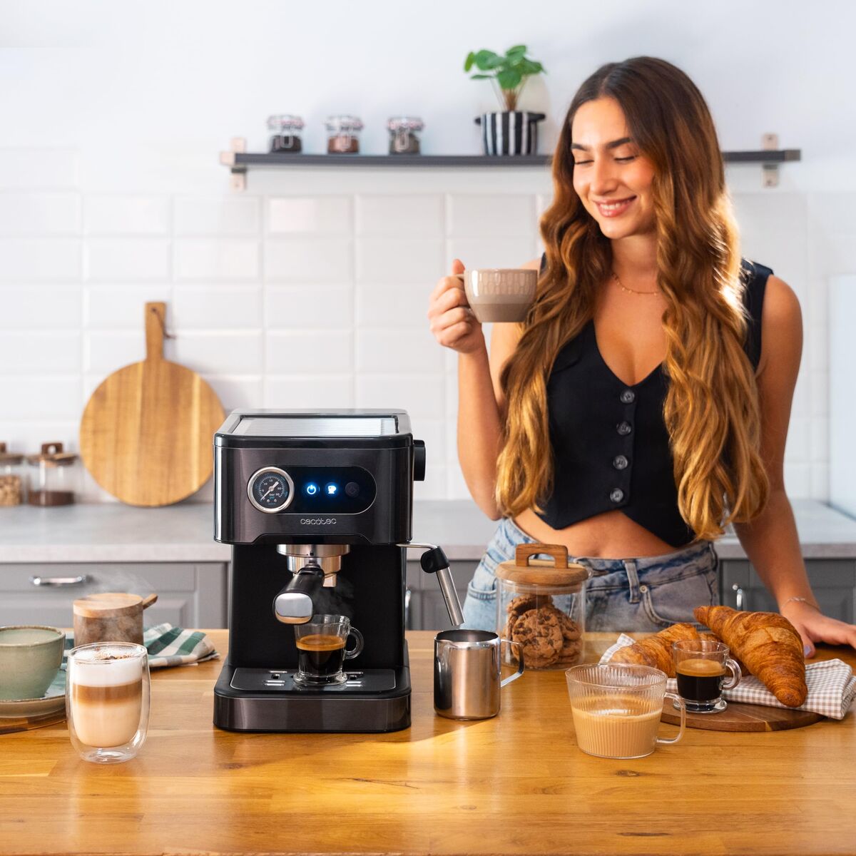 Cecotec Power Espresso 20 Pro Manual Coffee Machine 20 bar 1.5L Steel Steam Wand