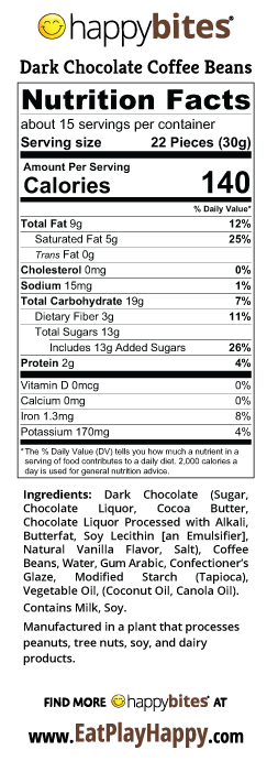 Dark Chocolate Covered Espresso Beans (16 oz) | Happy Bites