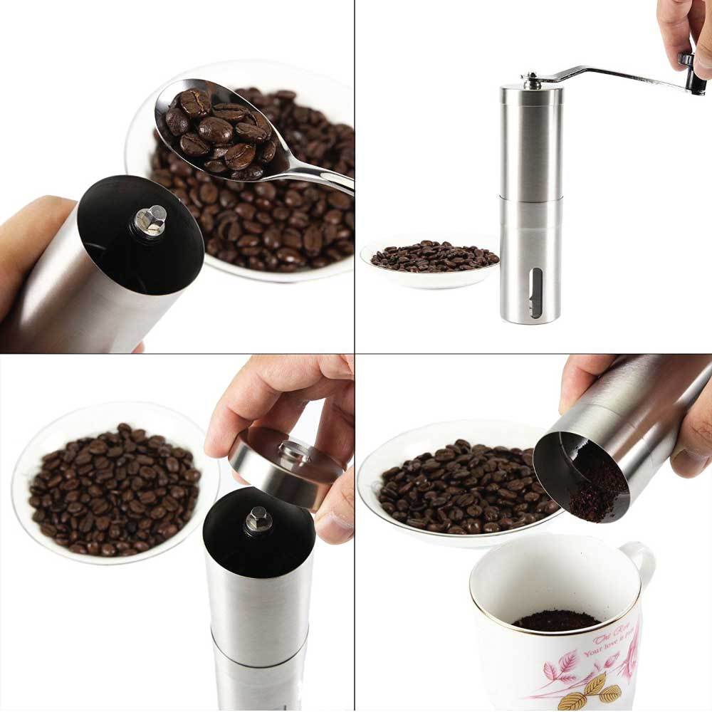 Coffee Bean Grinder - Stainless Steel Ceramic Burr Manual Hand Crank