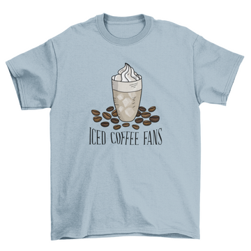 Iced Coffee Fan T-Shirt | Cool Cartoon Cup & Beans Design