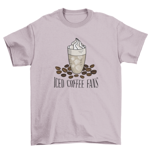 Iced Coffee Fan T-Shirt | Cool Cartoon Cup & Beans Design
