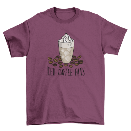 Iced coffee Cup Cubes Ice Cream Scattered Beans Quote "Iced Coffee