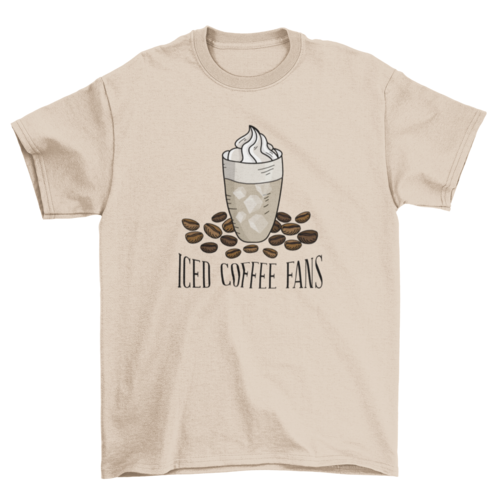 Iced coffee Cup Cubes Ice Cream Scattered Beans Quote "Iced Coffee