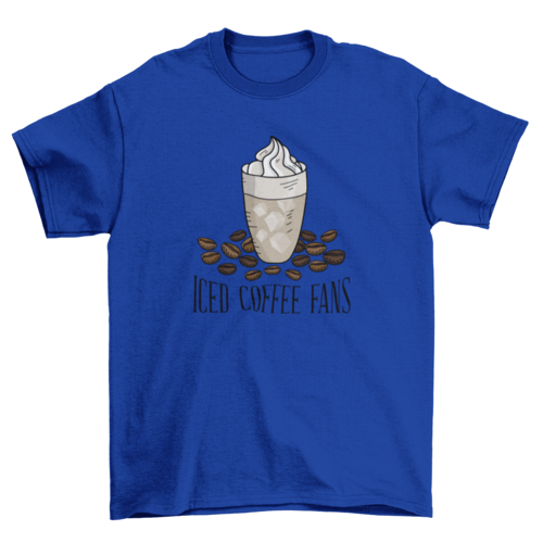 Iced Coffee Fan T-Shirt | Cool Cartoon Cup & Beans Design