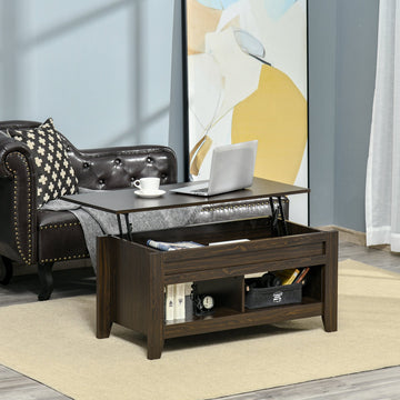 Lift Top Coffee Table w/ Hidden Storage & Open Shelves | HOMCOM