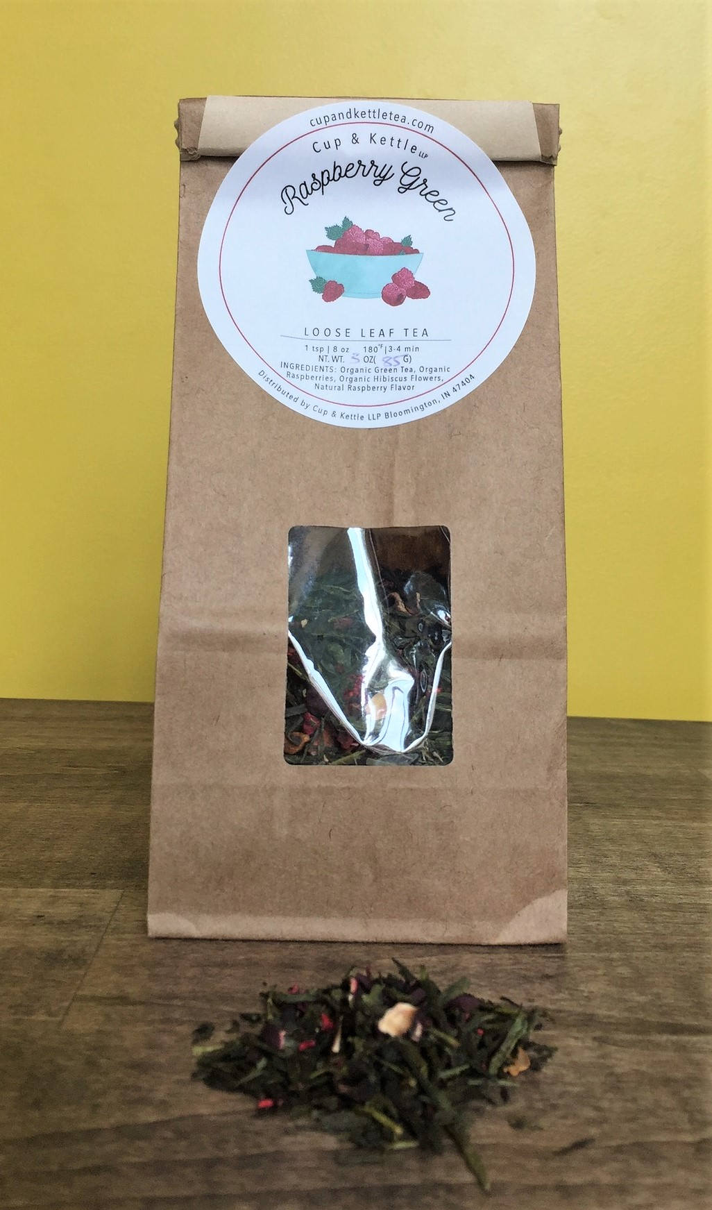 Raspberry Green Tea 3 oz Bag | Loose Leaf Hibiscus Tea | DC-Cup & Kettle