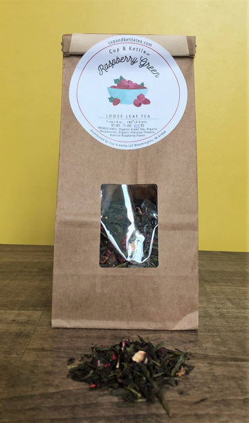 Raspberry Green Tea 3 oz Bag | Loose Leaf Hibiscus Tea | DC-Cup & Kettle
