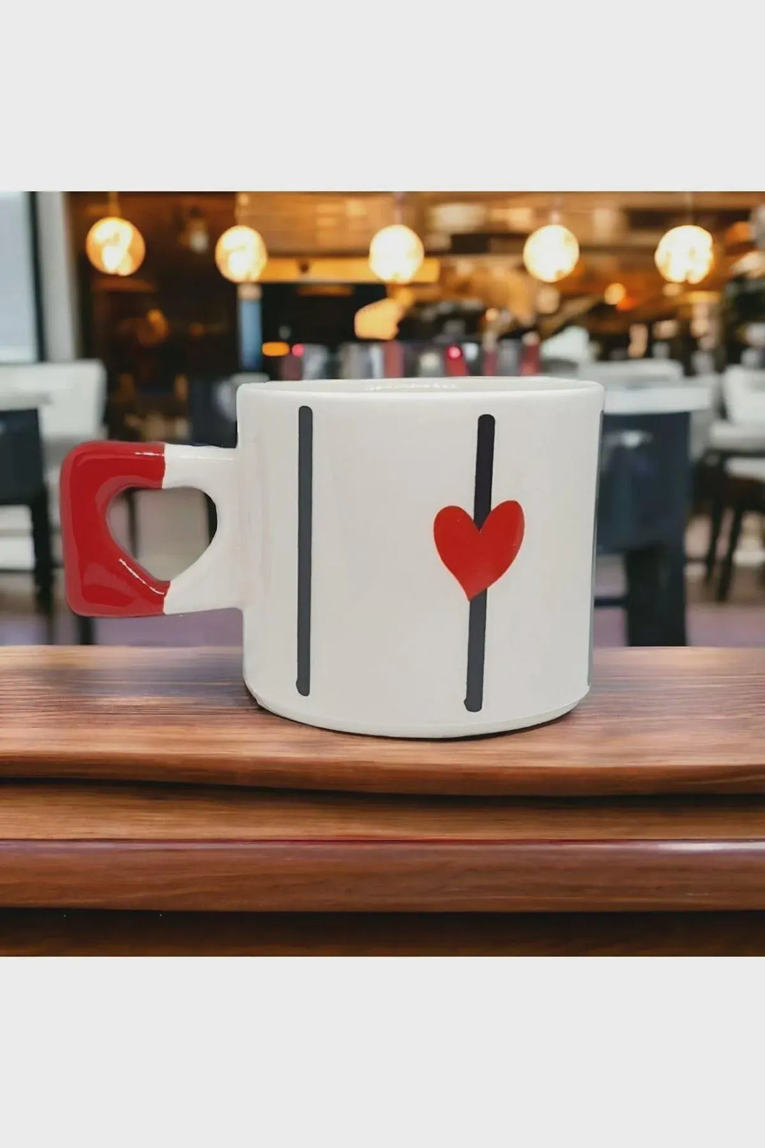 Ceramic Heart Mugs Set | Red Heart Design for Elegant Gifts