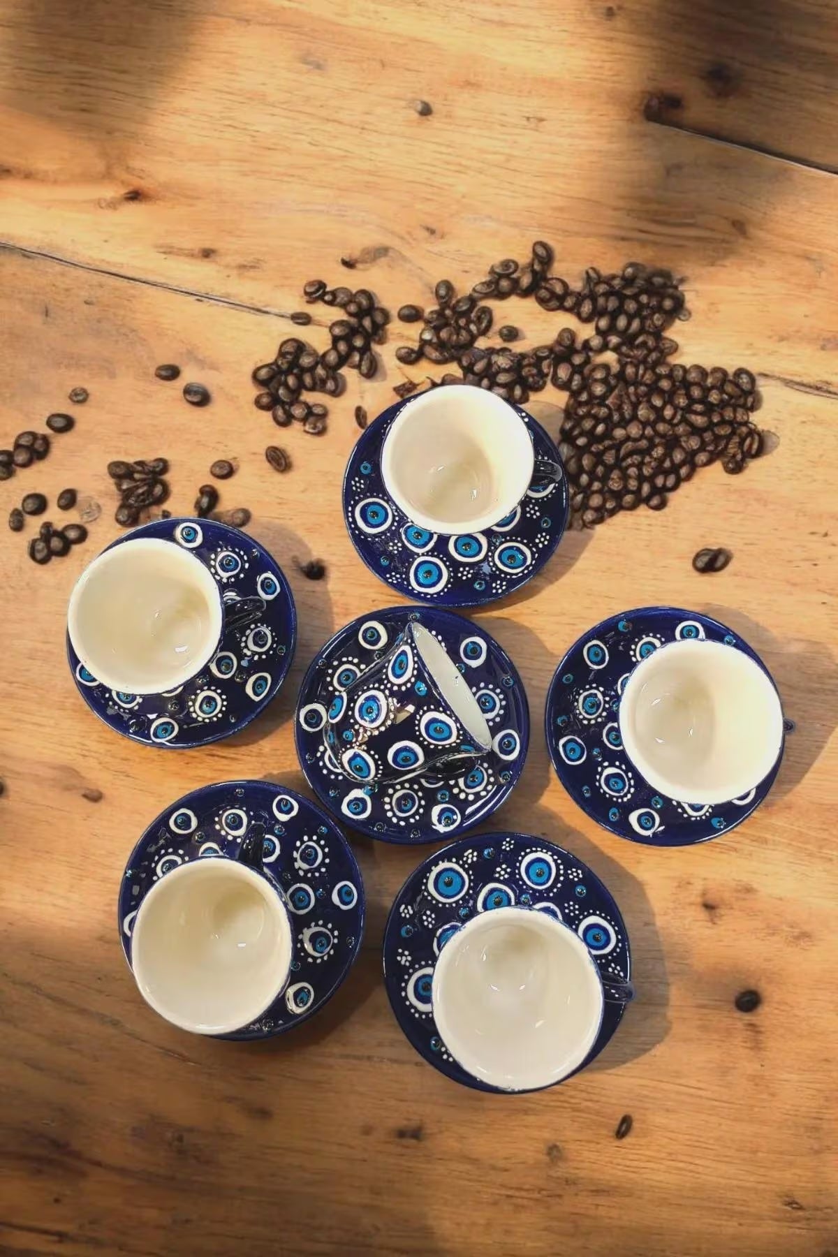 Handmade Evil Eye Coffee Cup Set | Turkish Coffee Rituals | Ochre Juniper