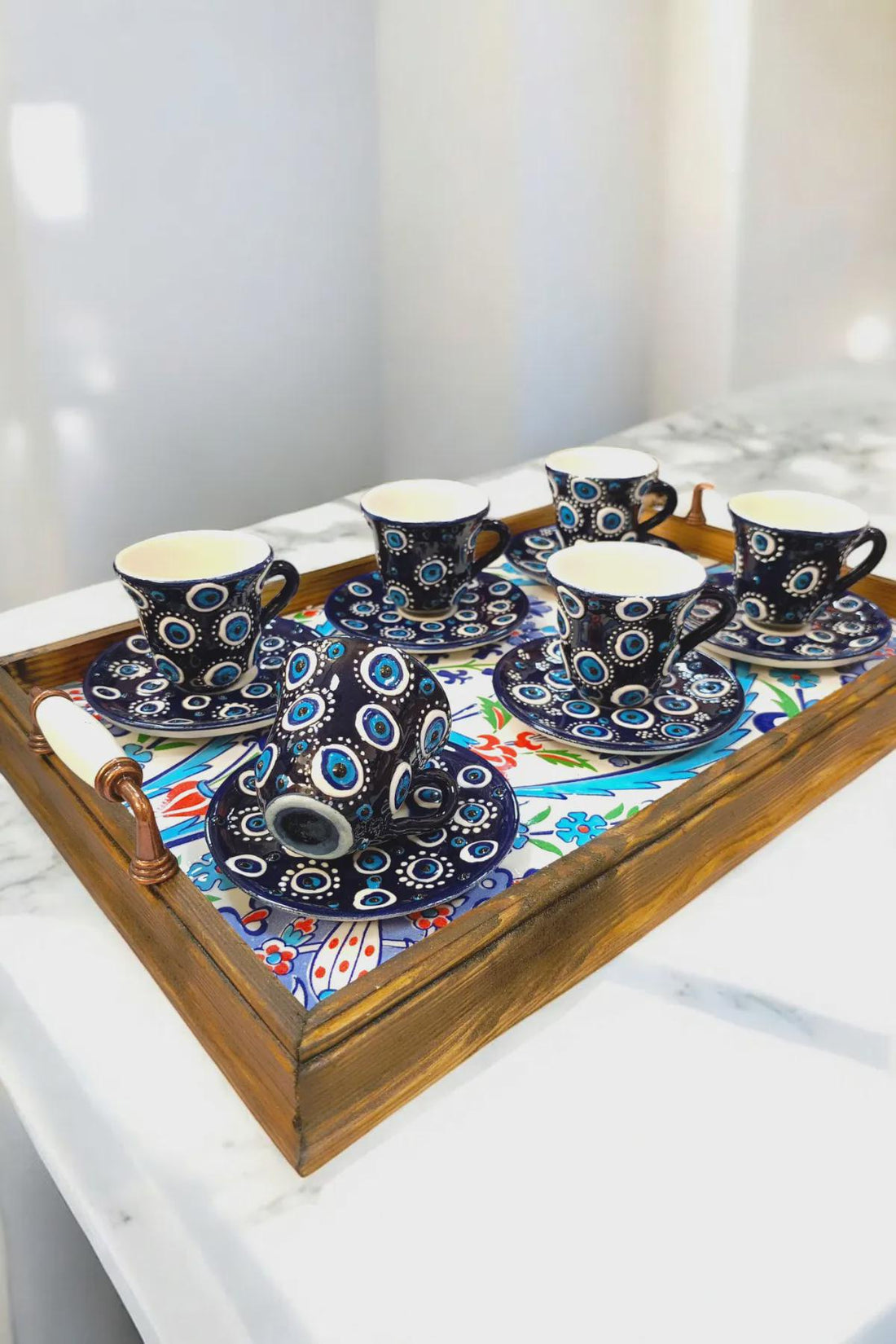 Handmade Evil Eye Coffee Cup Set | Turkish Coffee Rituals | Ochre Juniper