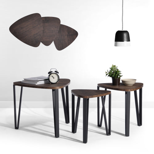 Nesting Coffee Table Set of 3 - Triangle End Tables | Teal Simba
