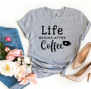 Life Begins After Coffee T-shirt | Coffee Lover Tee | Agate