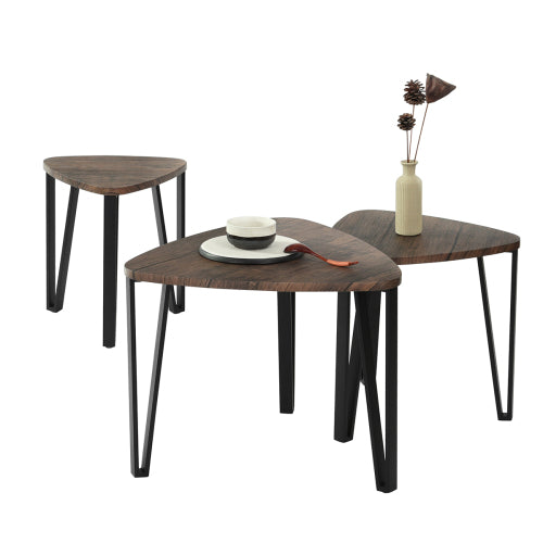 Nesting Coffee Table Set of 3 - Triangle End Tables | Teal Simba