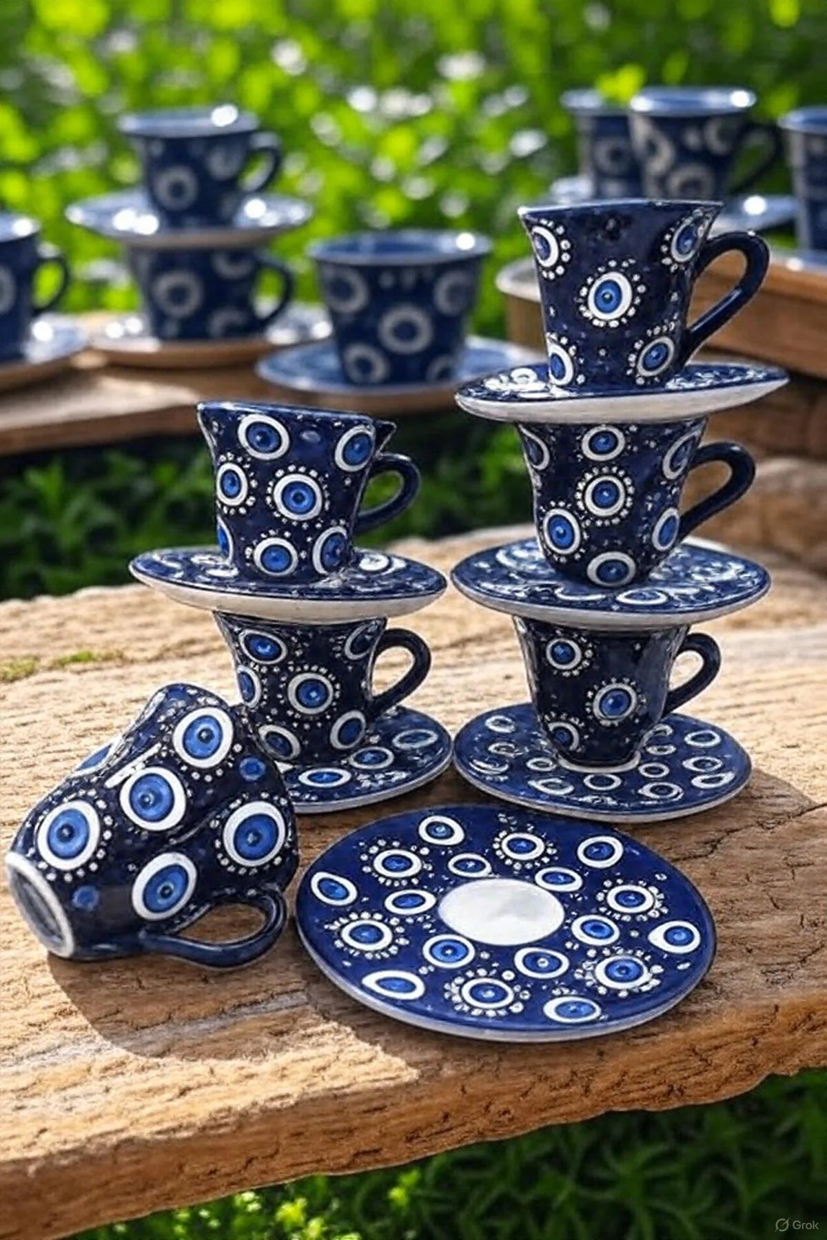 Handmade Evil Eye Coffee Cup Set | Turkish Coffee Rituals | Ochre Juniper