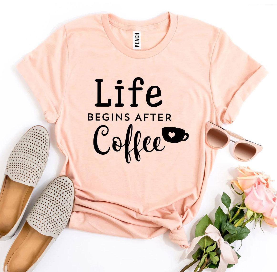 Life Begins After Coffee T-shirt | Coffee Lover Tee | Agate