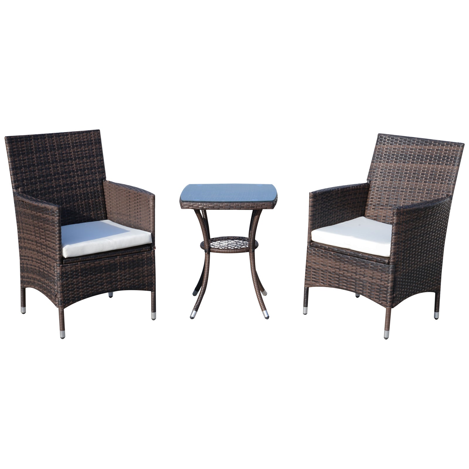 Outsunny 3pcs Rattan Coffee Set Garden Furniture All Weather Coffee