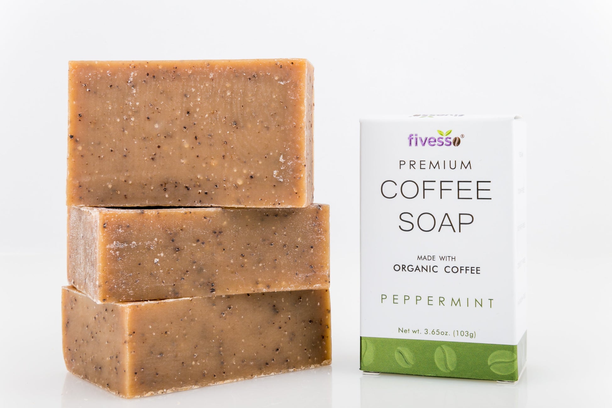 Peppermint Premium Coffee Soap Bar - 3 Pack | Violet Sycamore