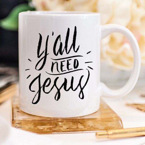 Funny Christian Coffee Mug: Y'all Need Jesus - Magenta Shadow