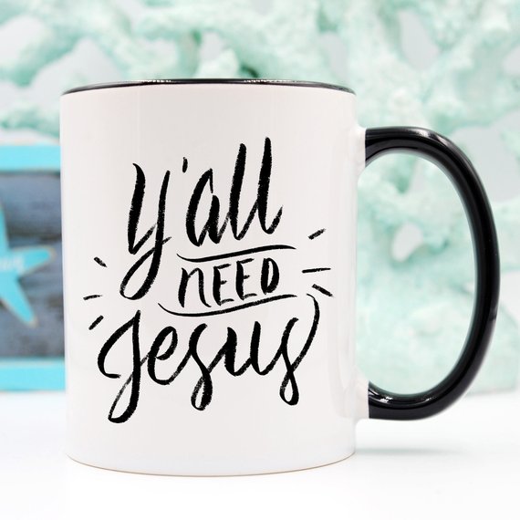 Funny Christian Coffee Mug: Y'all Need Jesus - Magenta Shadow