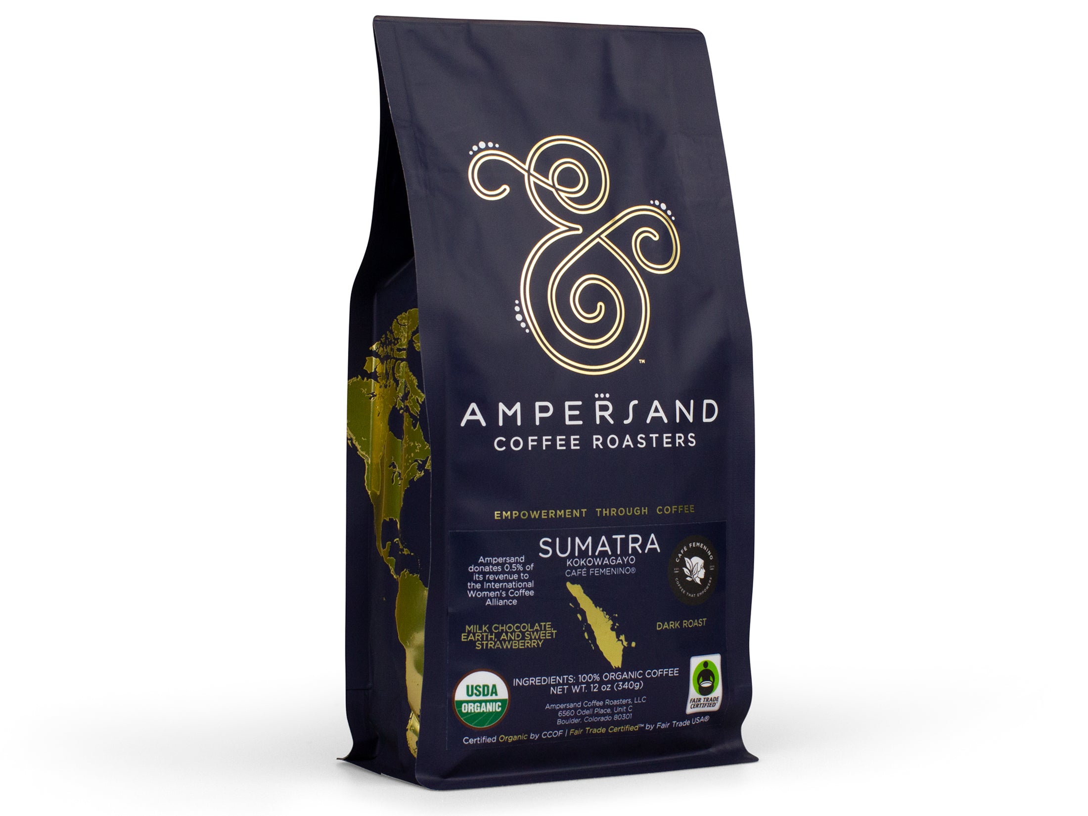 Sumatra Fair Trade Organic Coffee Beans - Dark Roast, 12 oz.